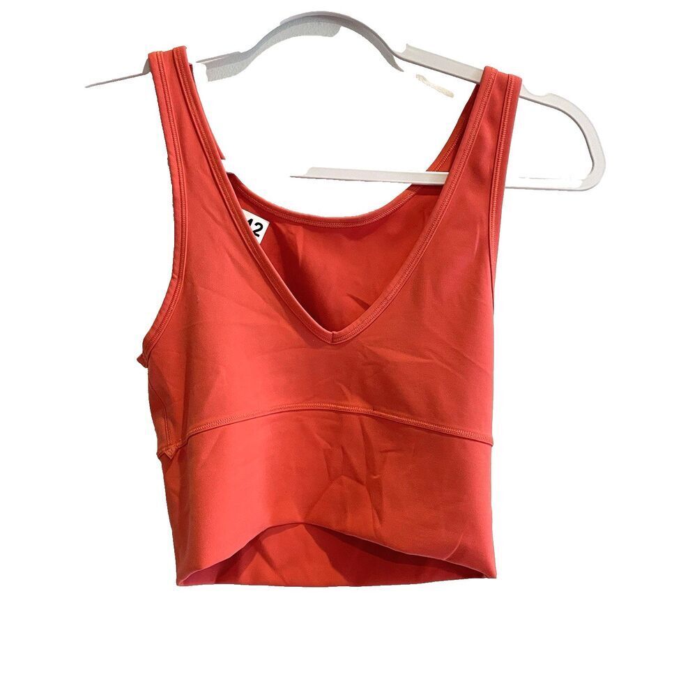 Lululemon Power Pivot Crop Tank Top Orange Women's Size S/M Athleisure Yoga Gym